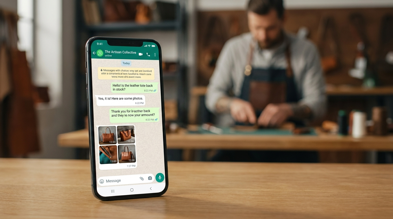 Small business owner using WhatsApp